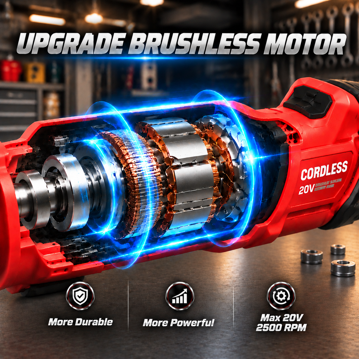 20V MAX Cordless Burnishing Machine, Brushless 6-Speed Surface Conditioning Tool, 600–2500 RPM, Compatible with Milwaukee M18 Batteries, for Metal, Wood and Plastic, Tool Only