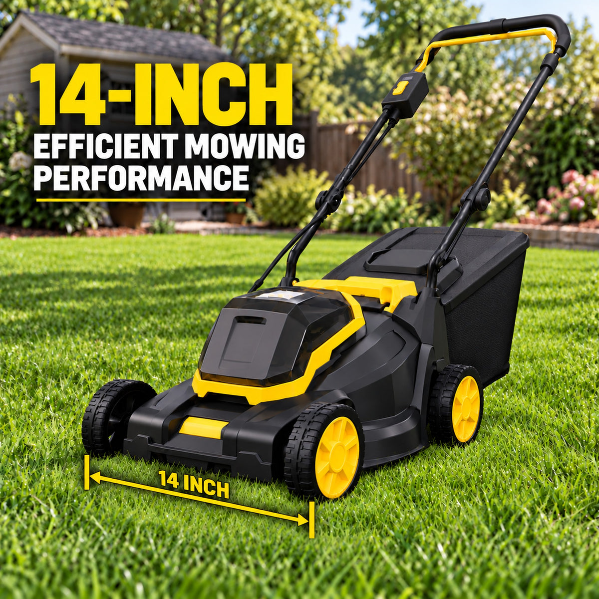 20V 14-Inch Cordless Lawn Mower, 3400 RPM Brushless Motor, 3-Position Cutting Height, Compatible with DEWALT 20V MAX Batteries, Tool Only