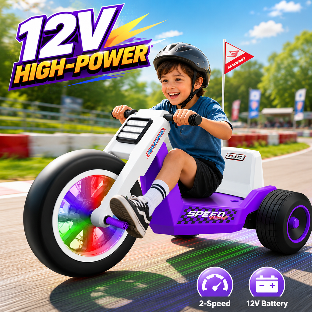 Kids Electric Tricycle, 12V 2WD Ride On Toy with Max Speed 5 MPH,Adjustable Seat, Front Wheel with LED Lights, Max Weight 66 lbs, Music, Wireless Connection, Ideal Gift for Kids 3+