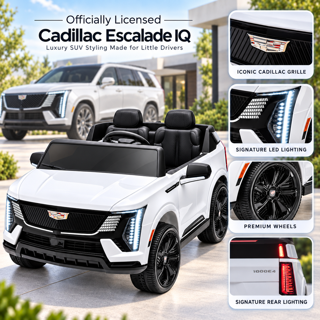 Officially Licensed Cadillac Escalade IQ 2025 24V Ride-On SUV, 4-Motor 4WD, 2-Seater, Parent Remote, LED Lights, Ages 3+