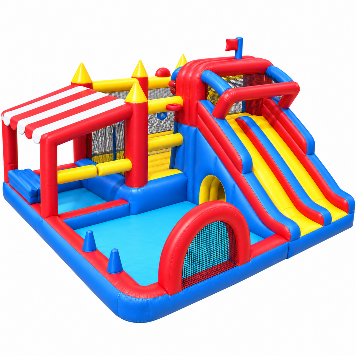 YorRover Large Inflatable Bounce House with Double Long Slides, Bounce Slide & 650W Blower, Up to 10 Kids, 794 lb Capacity, Ages 3+