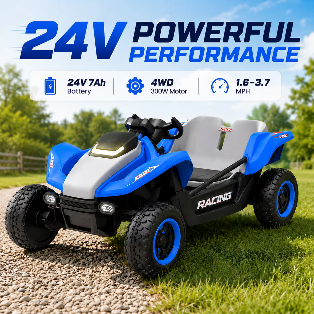 24V Ride On Car for Kids, 2-Seater UTV with 4WD 300W Motor, Remote Control, Slow Start & Spring Suspension, Bluetooth, LED Lights, Birthday / Xmas Gift for Boys and Girls