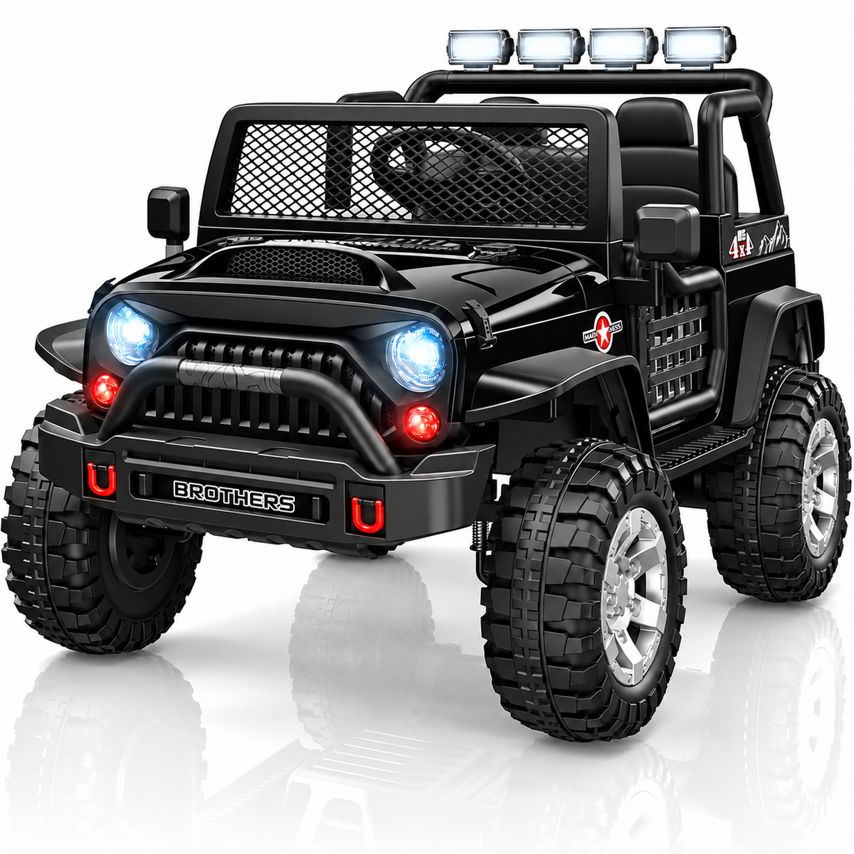 12V Kids Ride On Car, 2-Seater Electric Ride On Truck with Parent Remote Control, 7Ah Battery, 3 Speeds, Spring Suspension, Soft Start, Safety Belts, Locking Doors, Bluetooth, USB & LED Lights, Ages 3-8
