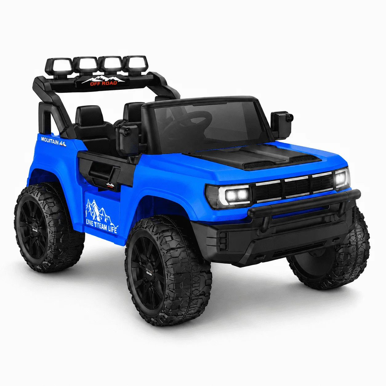 24V Kids Electric Ride-On Truck, 2-Seater 4WD Vehicle with 300W Powerful Motor, Remote Control, Soft Start & Spring Suspension, Bluetooth Music, LED Lights, Battery Display for Kids Ages 3-8