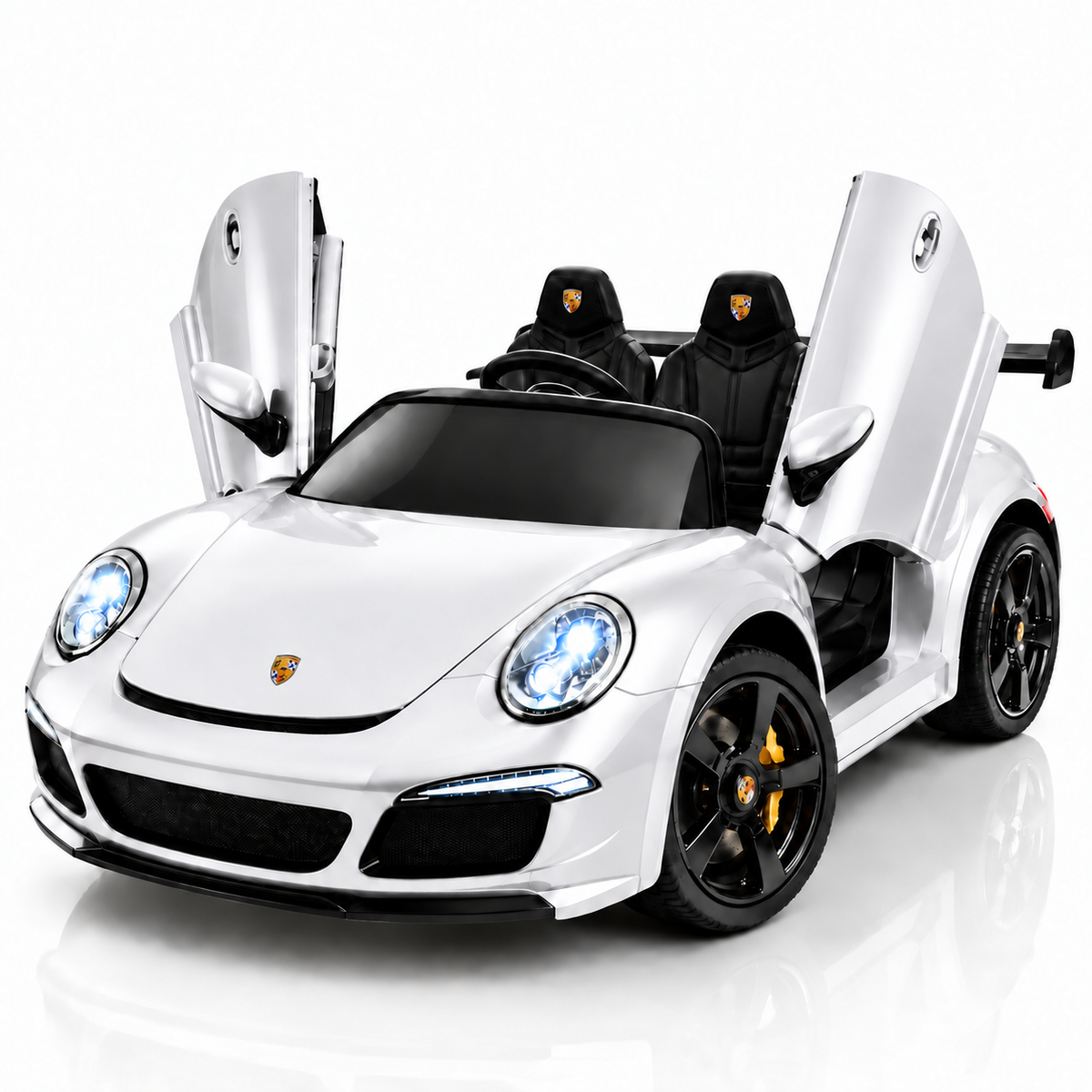 24V Kids Ride on Car for Big Kids, 2 Seaters RUF Licensed Sports Car，4WD Kids Electric Car, Ride on Toys, Remote Control, Features Music, Story, Wireless Connection