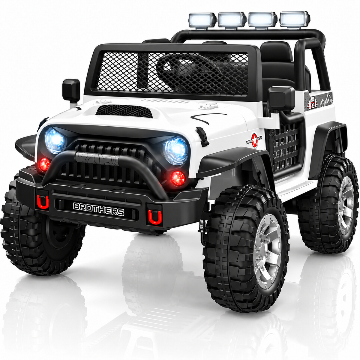 2 Seater Ride On Car, 24V 4WD Kids Electric Car with Remote Control, 4-Wheel Suspension, Bluetooth Speaker, Multiple Music Modes, 3 Speeds, LED Lights, Gift for Kids Ages 3+