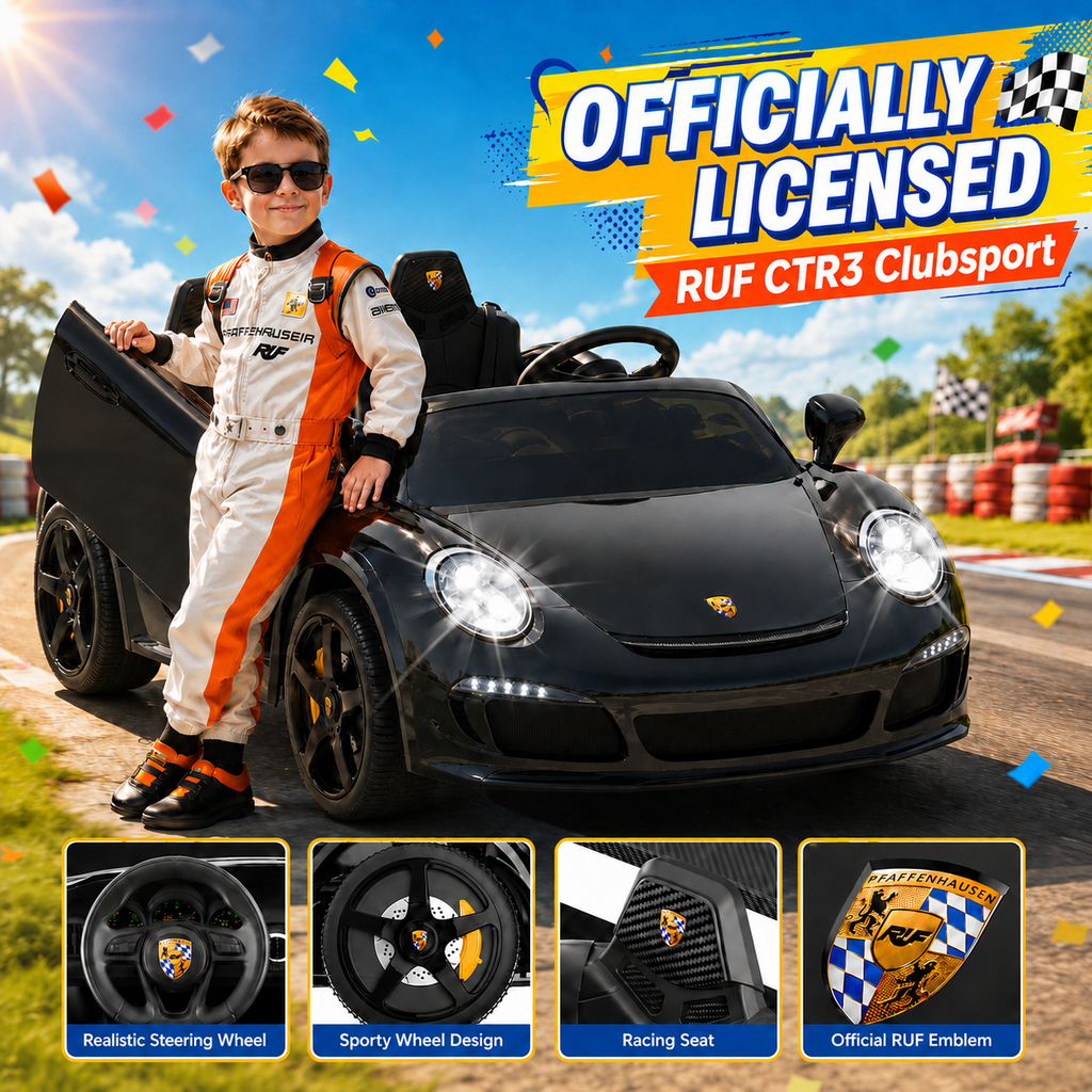 RUF Licensed Kids Ride On Drift Car, 24V 9AH Electric Sports Car with Dual 540 Motors,Up to 5 MPH