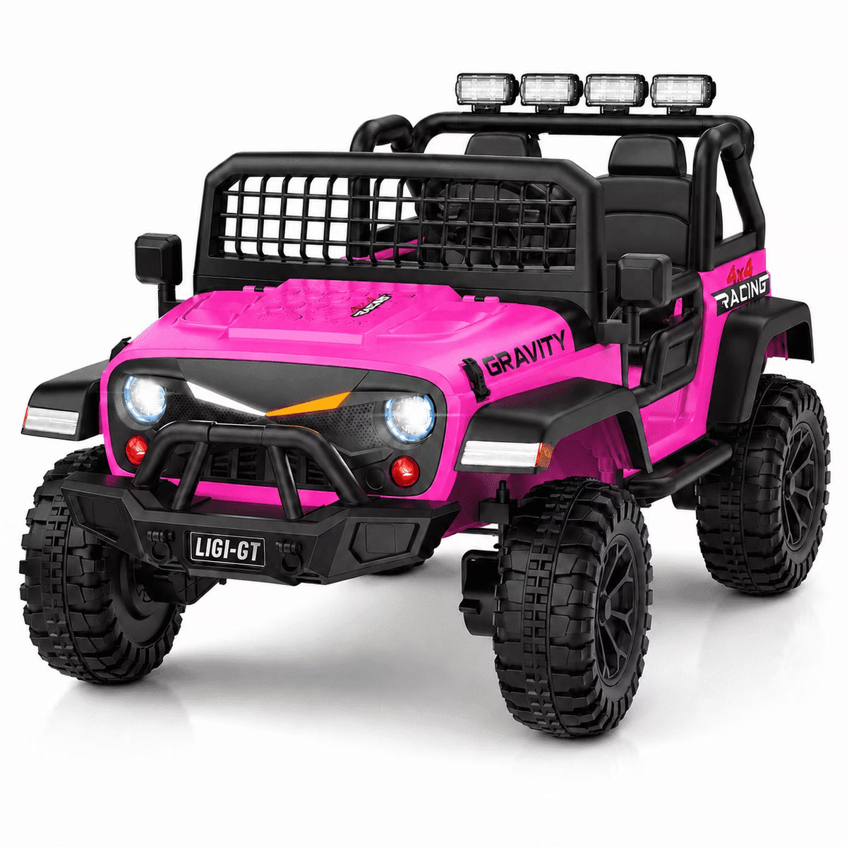24V 2 Seater Ride On Car for Big Kids, Remote Control, Spring Suspension, LED Lights, Music & Bluetooth, 4WD Electric Vehicle for Kids Ages 3-8