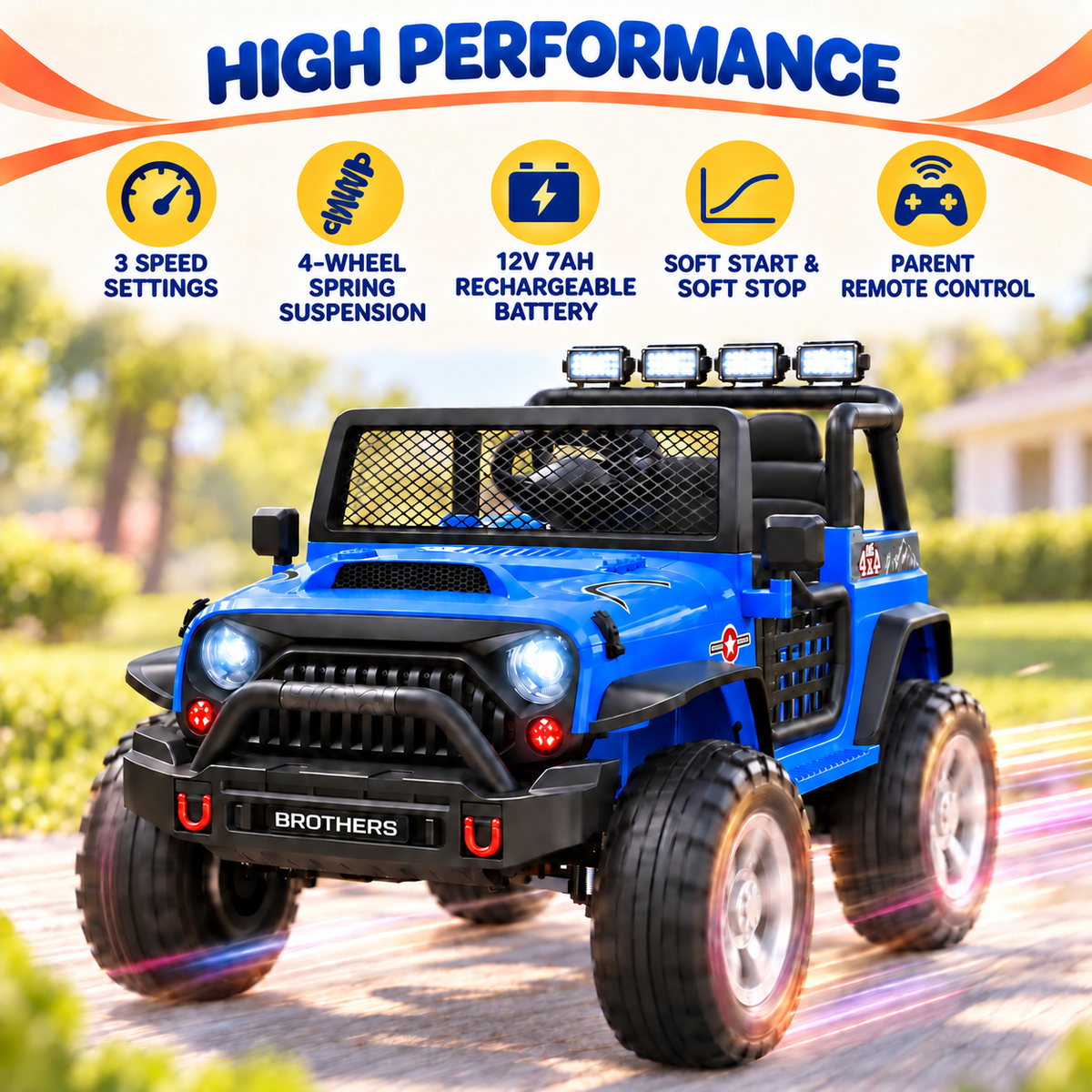 12V Kids Ride On Car, 2-Seater Electric Ride On Truck with Parent Remote Control, 7Ah Battery, 3 Speeds, Spring Suspension, Soft Start, Safety Belts, Locking Doors, Bluetooth, USB & LED Lights, Ages 3-8