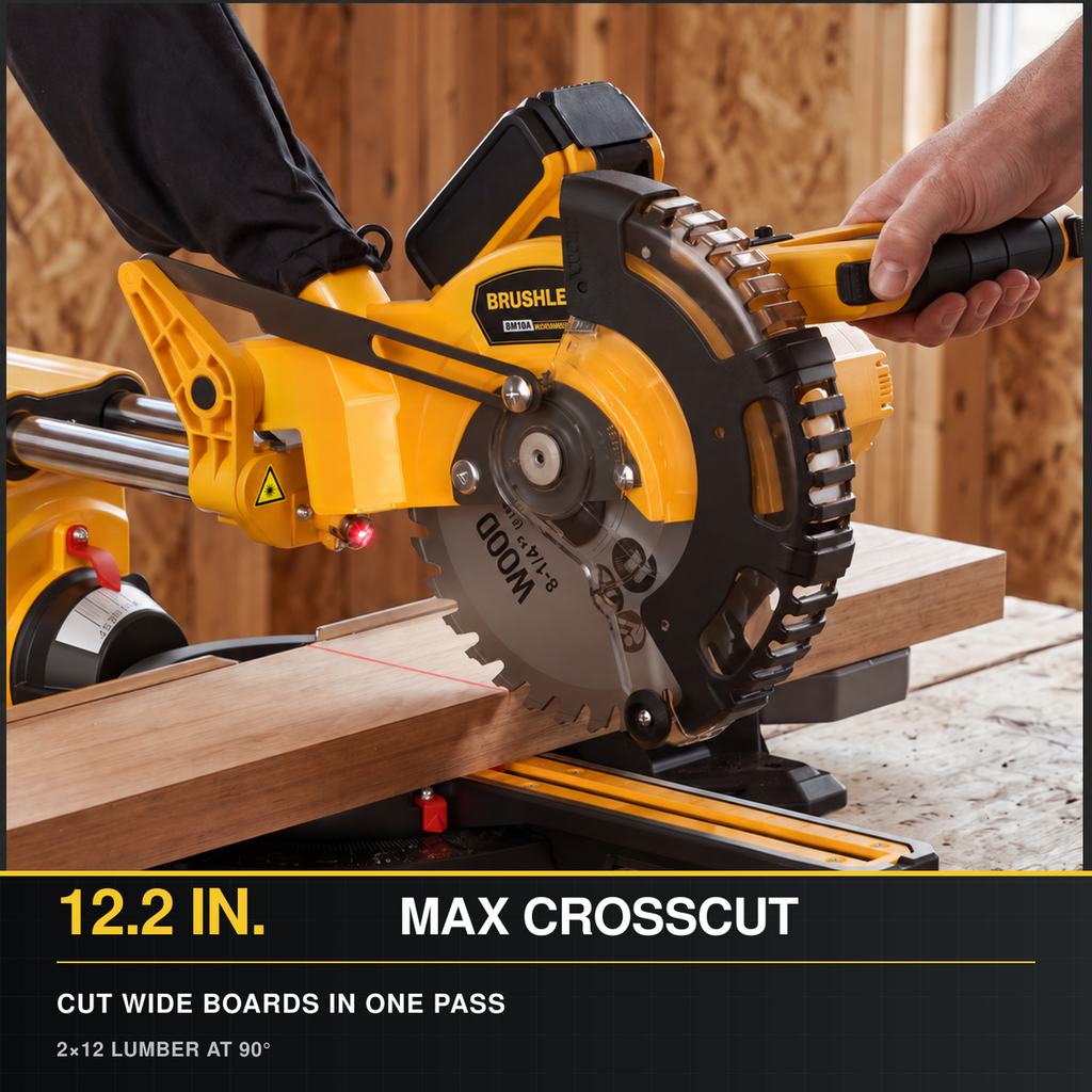 YorRover 8-1/4 in. Brushless Sliding Miter Saw, Compatible with DeWalt 20V MAX Batteries, 12.2 in. Crosscut, Tool Only