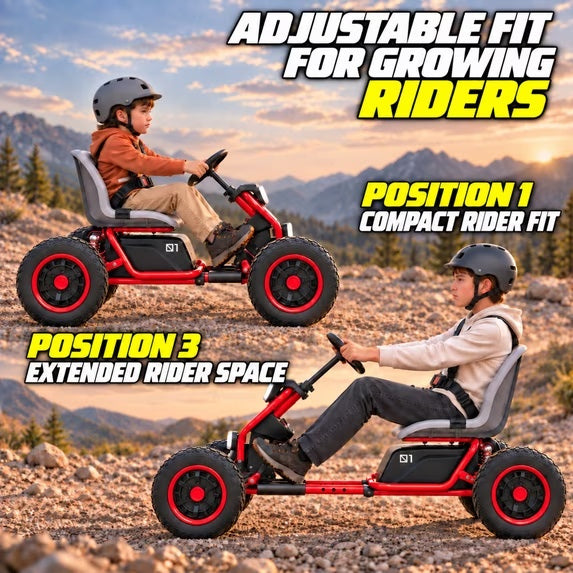 36V Electric Go Kart for Kids Ages 6+, 600W Motors, 4.7-10.3 MPH, Adjustable Steel Frame, 265 lb Capacity, Red