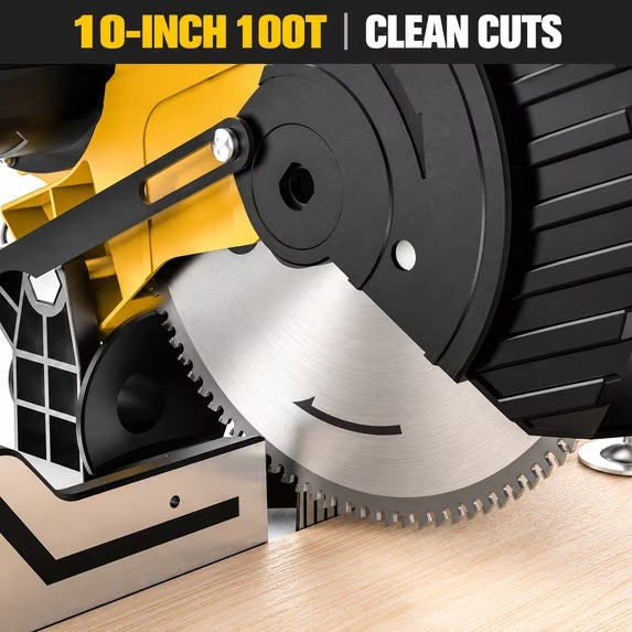 10 Inch Corded Miter Saw for Aluminum and PVC, 10 Amp, 100T TCT Blade Included, 47° Left/Right Miter, Laser Guide