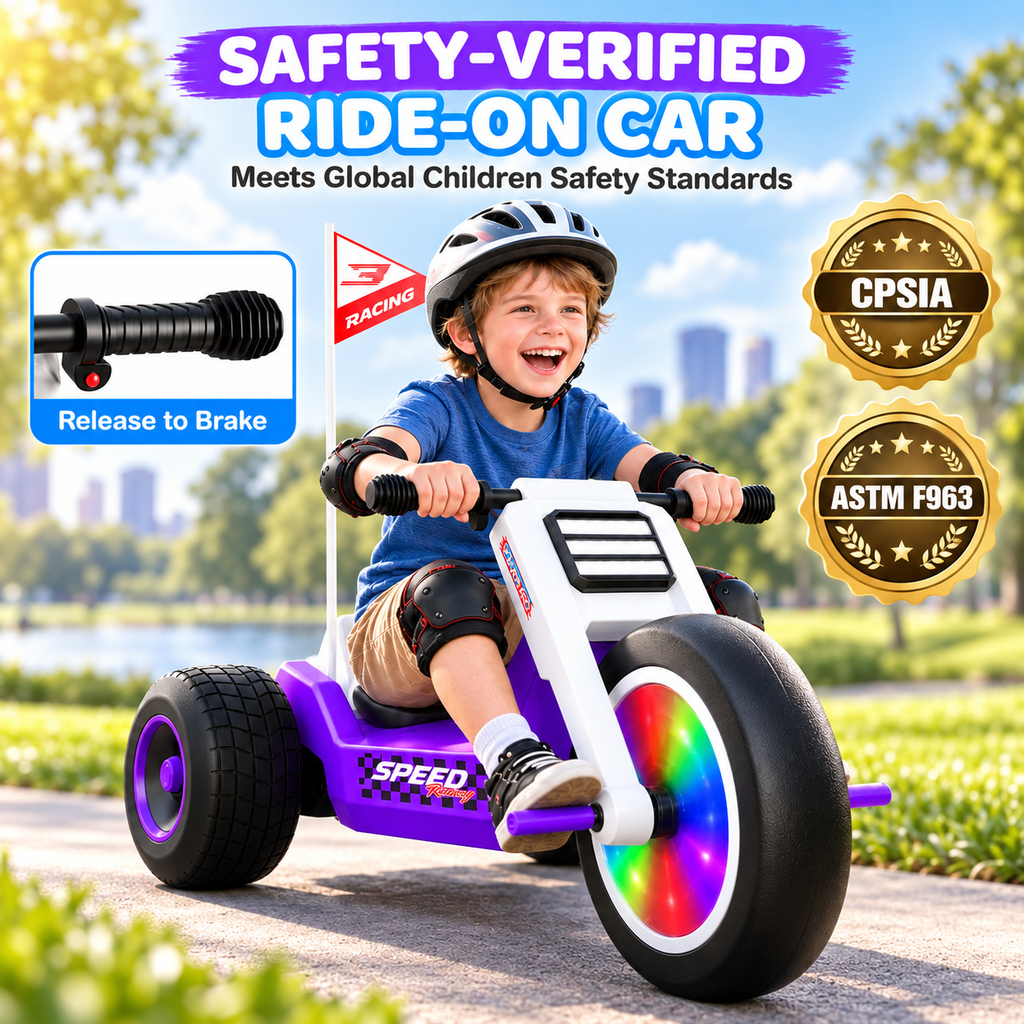 24V 4.5Ah Kids Electric Tricycle, 5 MPH Ride On Toy, Adjustable Seat, LED Front Wheel & Music, Kids 3+