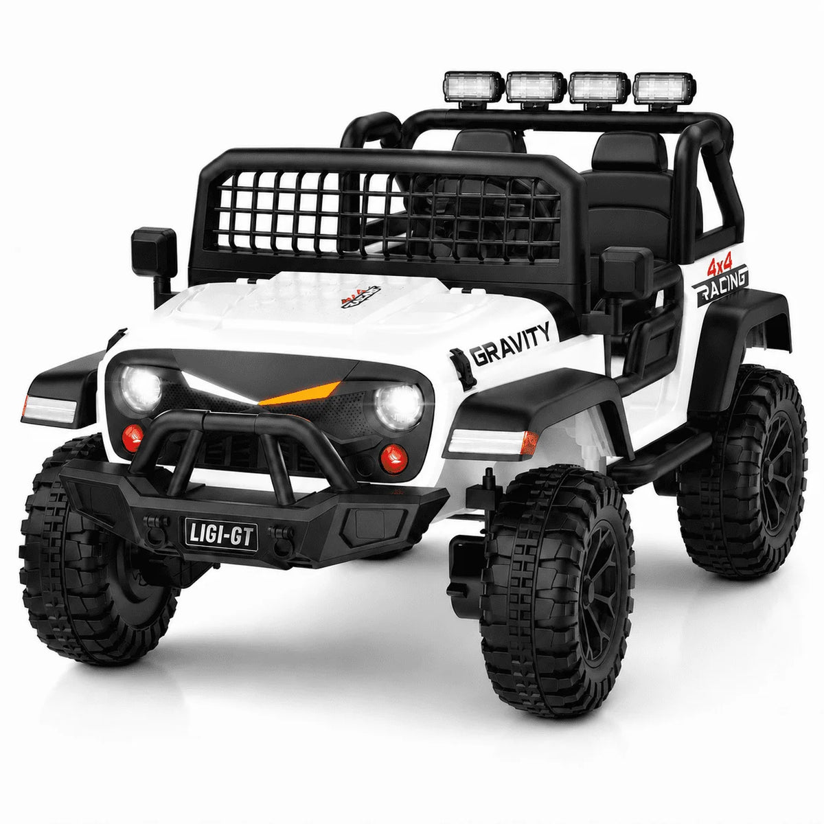 24V 2 Seater Ride On Car for Big Kids, Remote Control, Spring Suspension, LED Lights, Music & Bluetooth, 4WD Electric Vehicle for Kids Ages 3-8