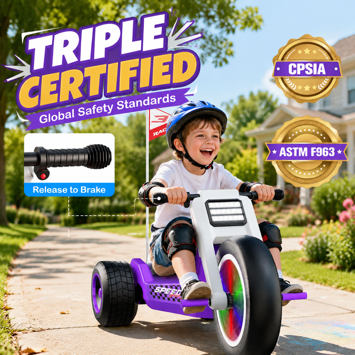 Kids Electric Tricycle, 12V 2WD Ride On Toy with Max Speed 5 MPH,Adjustable Seat, Front Wheel with LED Lights, Max Weight 66 lbs, Music, Wireless Connection, Ideal Gift for Kids 3+