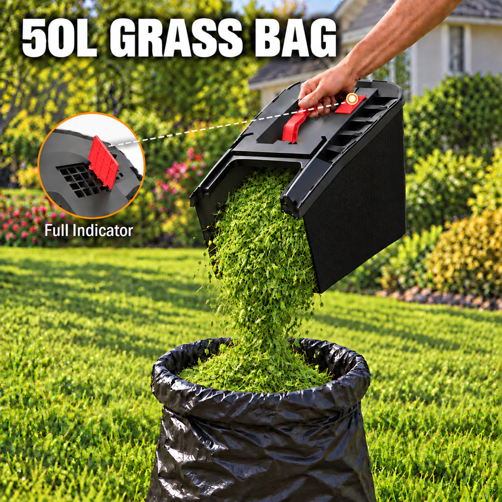 2 x 18V Cordless Lawn Mower, 19-Inch Brushless Push Mower, 6 Cutting Heights, 2-in-1 Mulching & Bagging, 50L Grass Bag, Compatible with Milwaukee 18V  Battery, Batteries Not Included