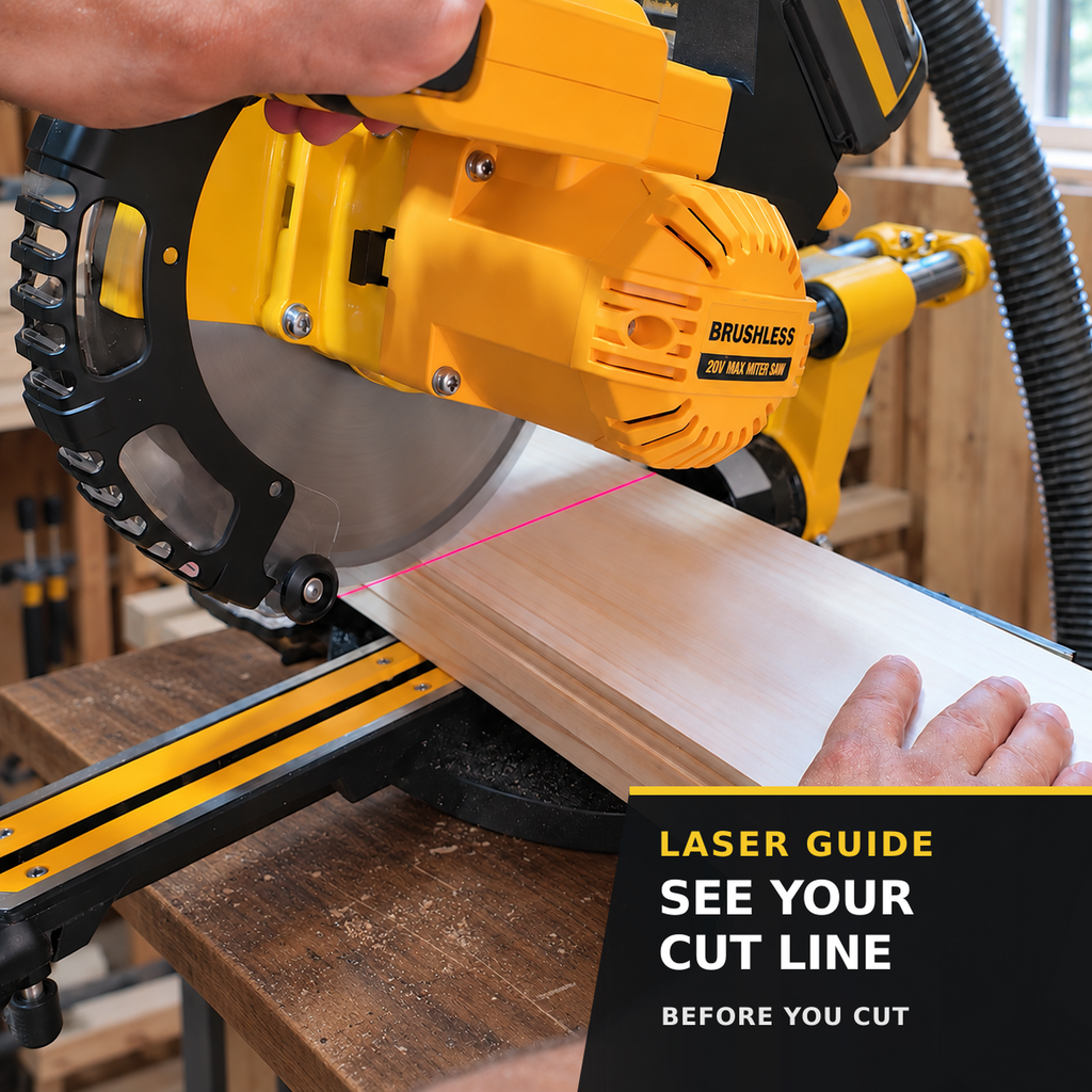 YorRover 8-1/4 in. Brushless Sliding Miter Saw, Compatible with DeWalt 20V MAX Batteries, 12.2 in. Crosscut, Tool Only