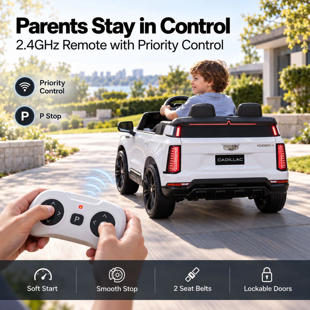Officially Licensed Cadillac Escalade IQ 2025 24V Ride-On SUV, 4-Motor 4WD, 2-Seater, Parent Remote, LED Lights, Ages 3+