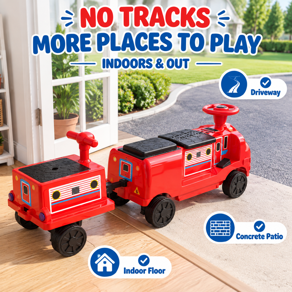 Licensed Chuggington Kids Electric Train, 24V Ride On Train with Trailer, 3 Seats