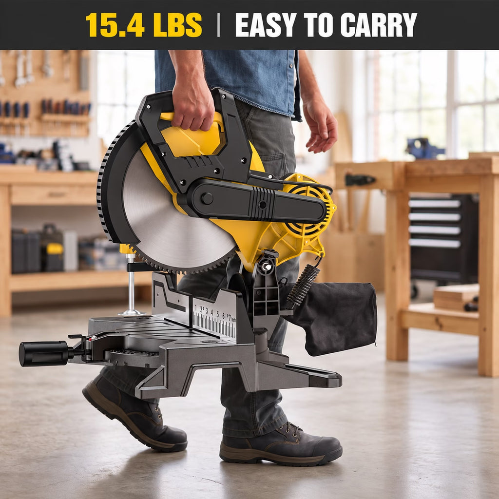 10 Inch Corded Miter Saw for Aluminum and PVC, 10 Amp, 100T TCT Blade Included, 47° Left/Right Miter, Laser Guide