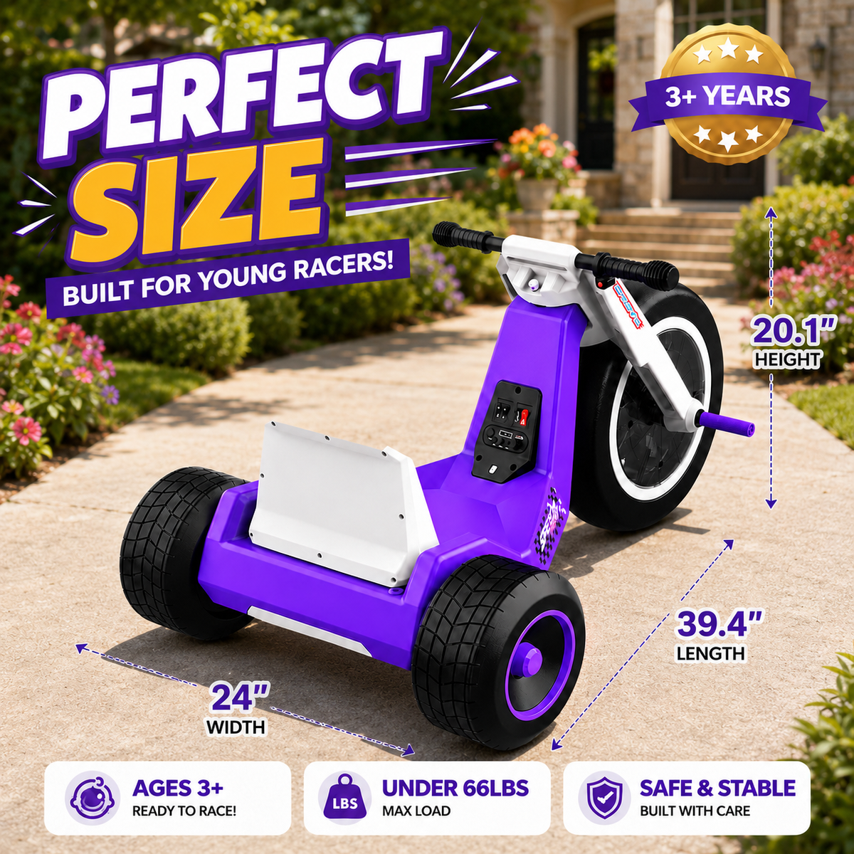 Kids Electric Tricycle, 12V 2WD Ride On Toy with Max Speed 5 MPH,Adjustable Seat, Front Wheel with LED Lights, Max Weight 66 lbs, Music, Wireless Connection, Ideal Gift for Kids 3+