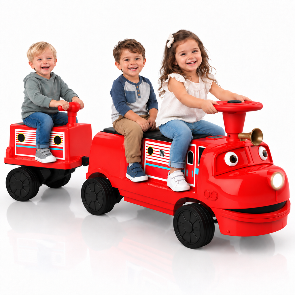 Licensed Chuggington Kids Electric Train, 24V Ride On Train with Trailer, 3 Seats