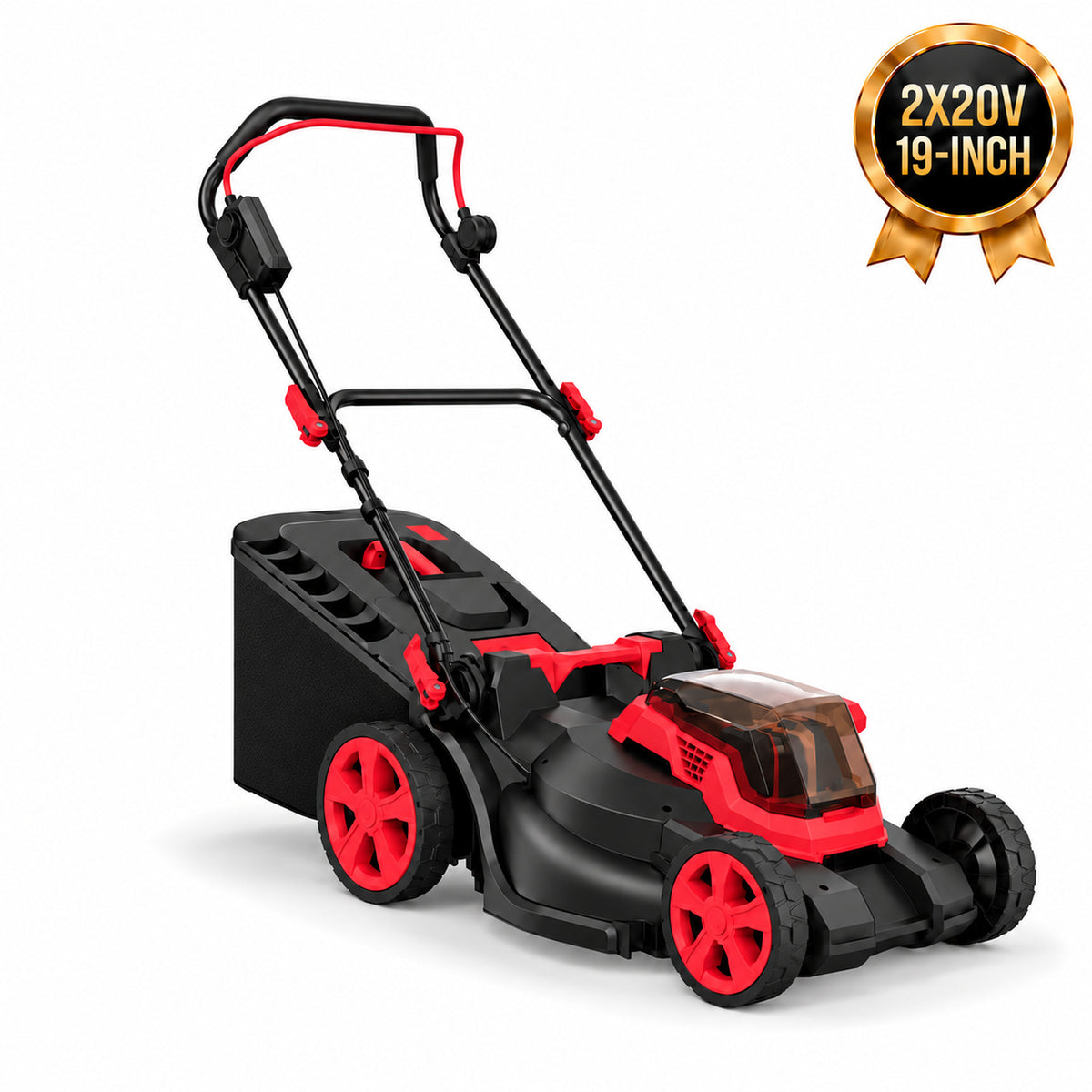 2 x 18V Cordless Lawn Mower, 19-Inch Brushless Push Mower, 6 Cutting Heights, 2-in-1 Mulching & Bagging, 50L Grass Bag, Compatible with Milwaukee 18V  Battery, Batteries Not Included