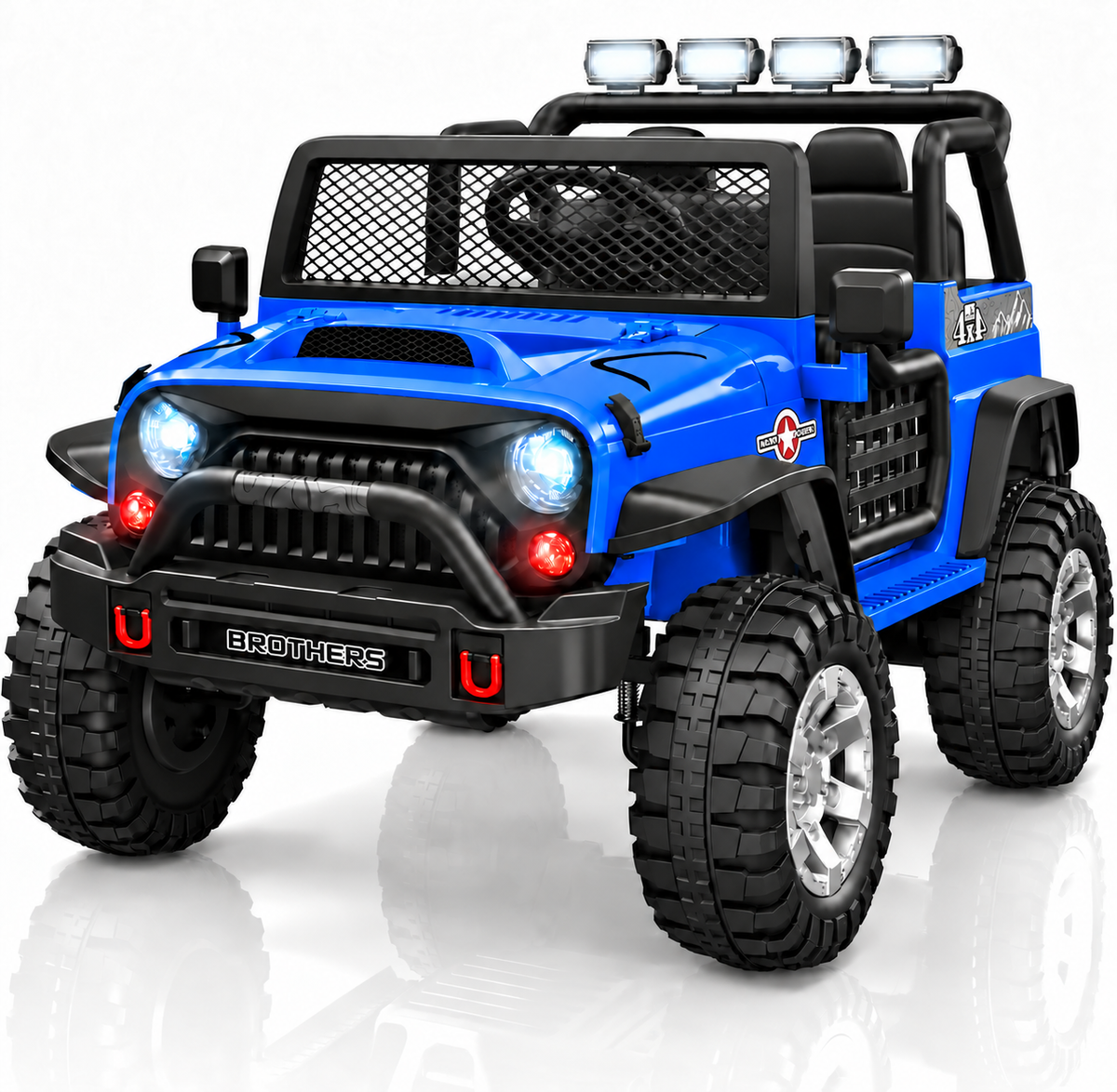 2 Seater Ride On Car, 24V 4WD Kids Electric Car with Remote Control, 4-Wheel Suspension, Bluetooth Speaker, Multiple Music Modes, 3 Speeds, LED Lights, Gift for Kids Ages 3+