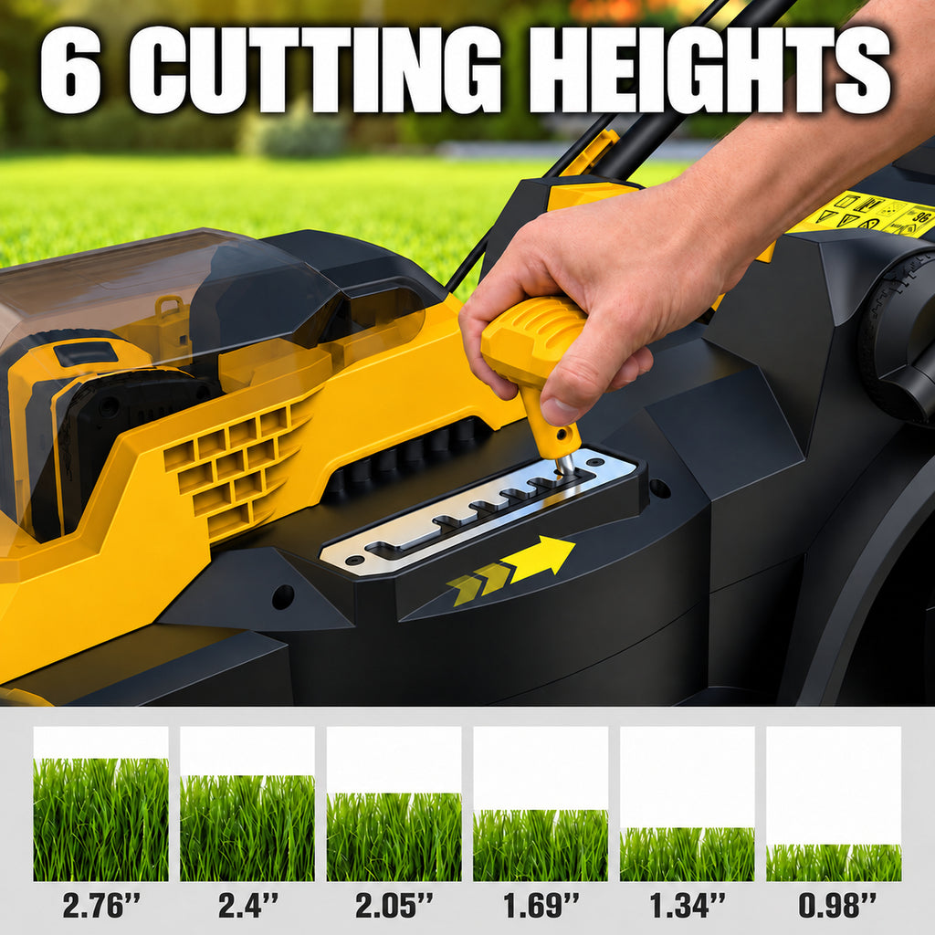 2 x 20V Cordless Lawn Mower, 19-Inch Brushless Push Mower, 6 Cutting Heights, 2-in-1 Mulching & Bagging, 50L Grass Bag, Compatible with DEWALT 20V MAX Batteries, Batteries Not Included