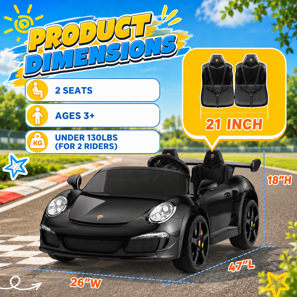 RUF Licensed Kids Ride On Drift Car, 24V 9AH Electric Sports Car with Dual 540 Motors,Up to 5 MPH