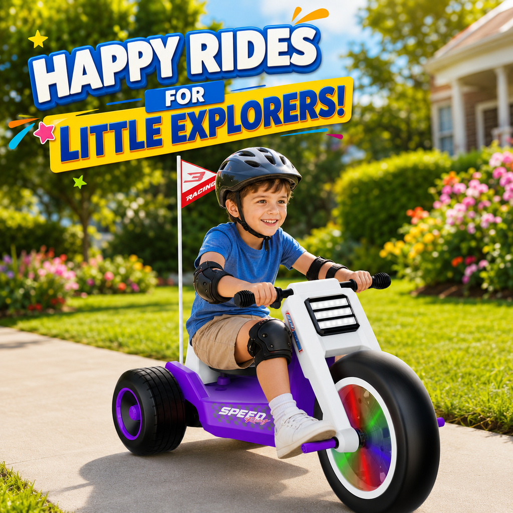Kids Electric Tricycle, 12V 2WD Ride On Toy with Max Speed 5 MPH,Adjustable Seat, Front Wheel with LED Lights, Max Weight 66 lbs, Music, Wireless Connection, Ideal Gift for Kids 3+