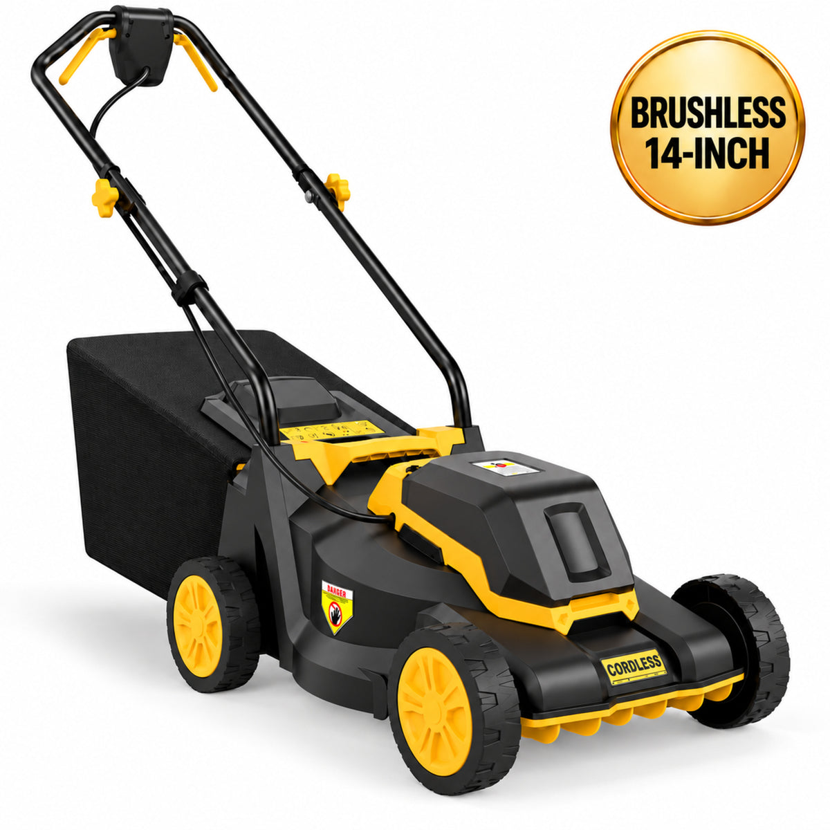 20V 14-Inch Cordless Lawn Mower, 3400 RPM Brushless Motor, 3-Position Cutting Height, Compatible with DEWALT 20V MAX Batteries, Tool Only