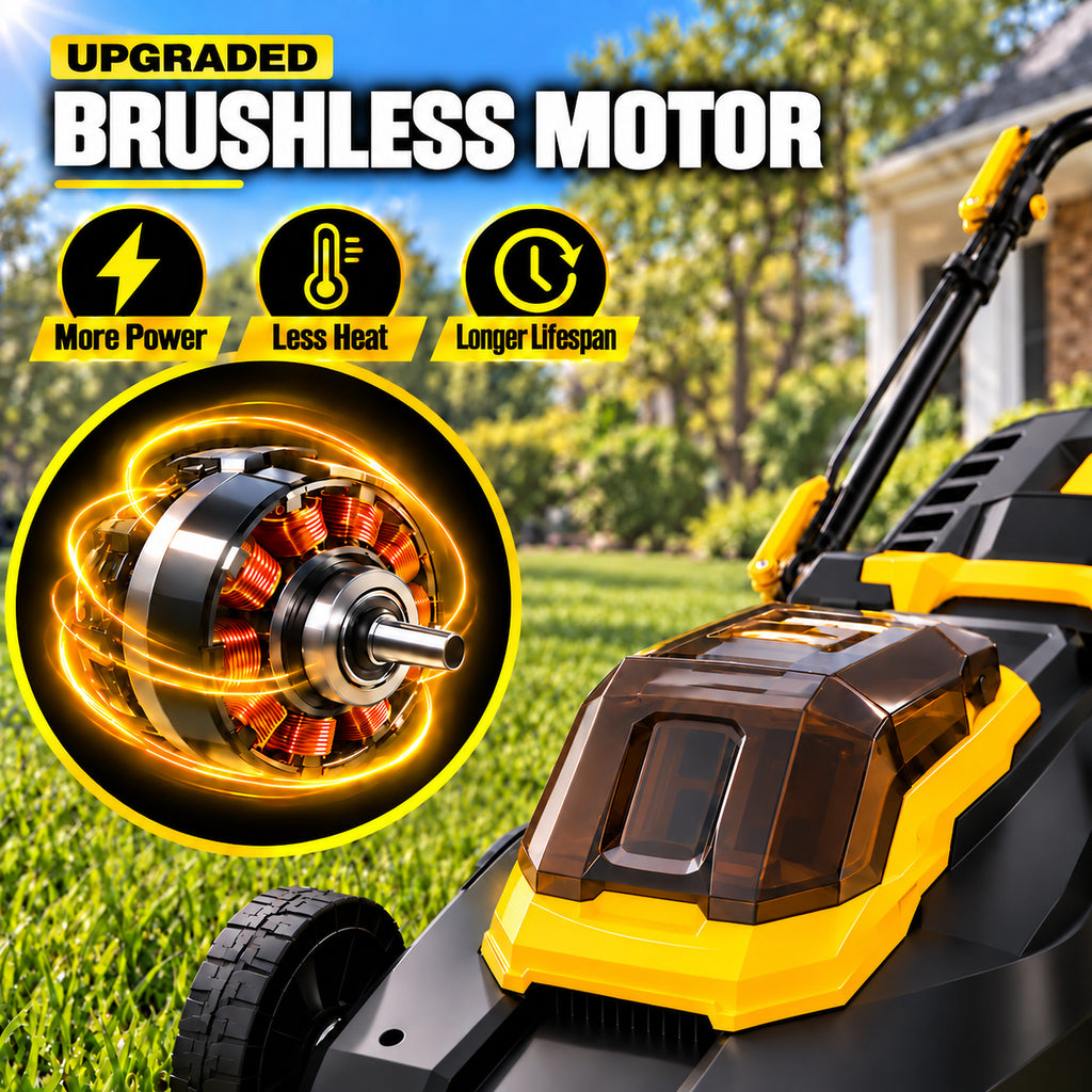 2 x 20V Cordless Lawn Mower, 19-Inch Brushless Push Mower, 6 Cutting Heights, 2-in-1 Mulching & Bagging, 50L Grass Bag, Compatible with DEWALT 20V MAX Batteries, Batteries Not Included
