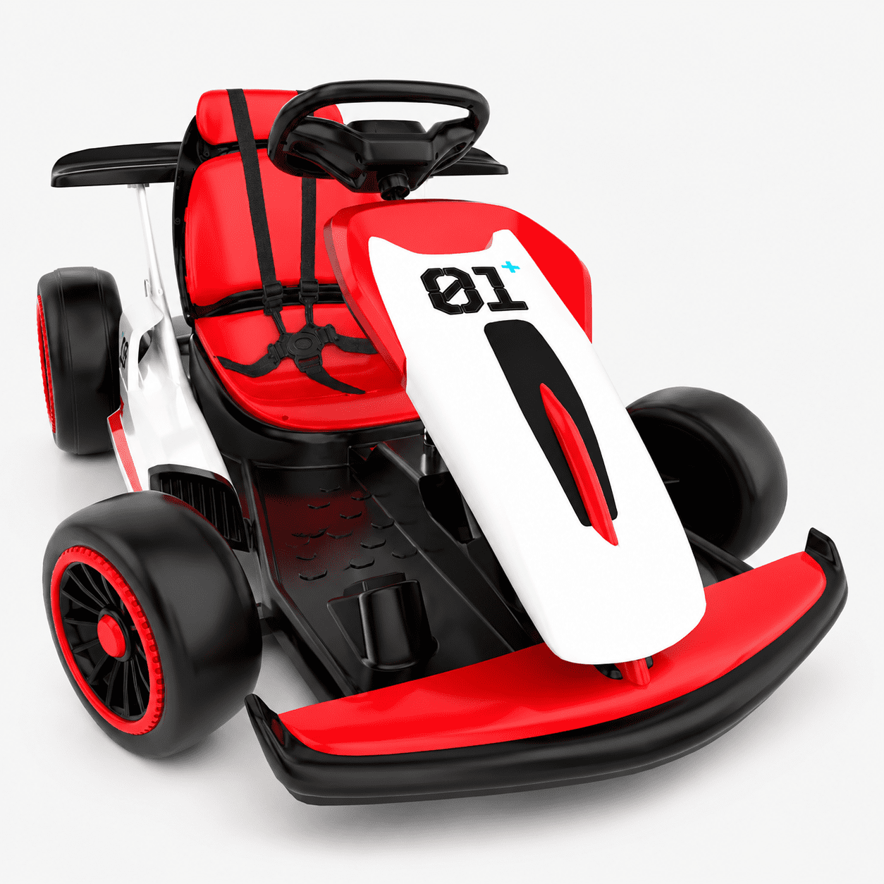 Electric Go Kart for Kids Ages 6-12, 24V Ride On Toy with 300W Motor, 5 MPH Top Speed, Slick Tires for Drifting, Soft Start, 5-Point Safety Harness, Bluetooth Music, Ideal Gift for Kids