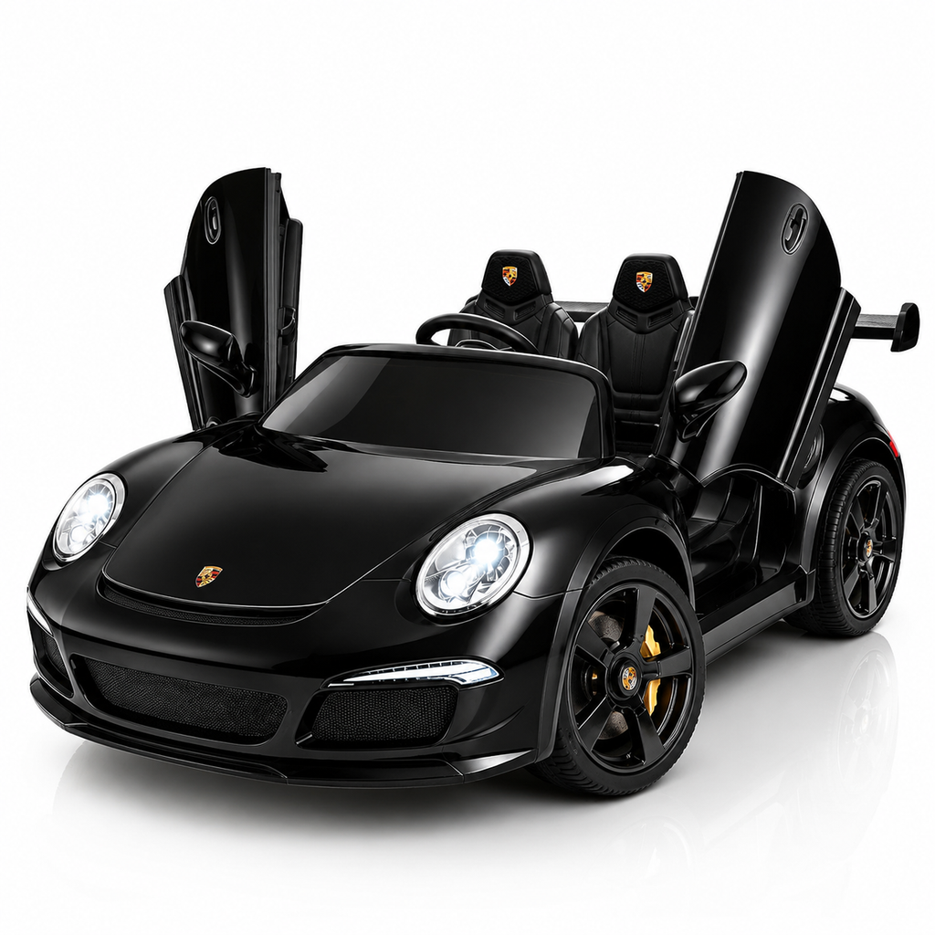24V Kids Ride on Car for Big Kids, 2 Seaters RUF Licensed Sports Car，4WD Kids Electric Car, Ride on Toys, Remote Control, Features Music, Story, Wireless Connection
