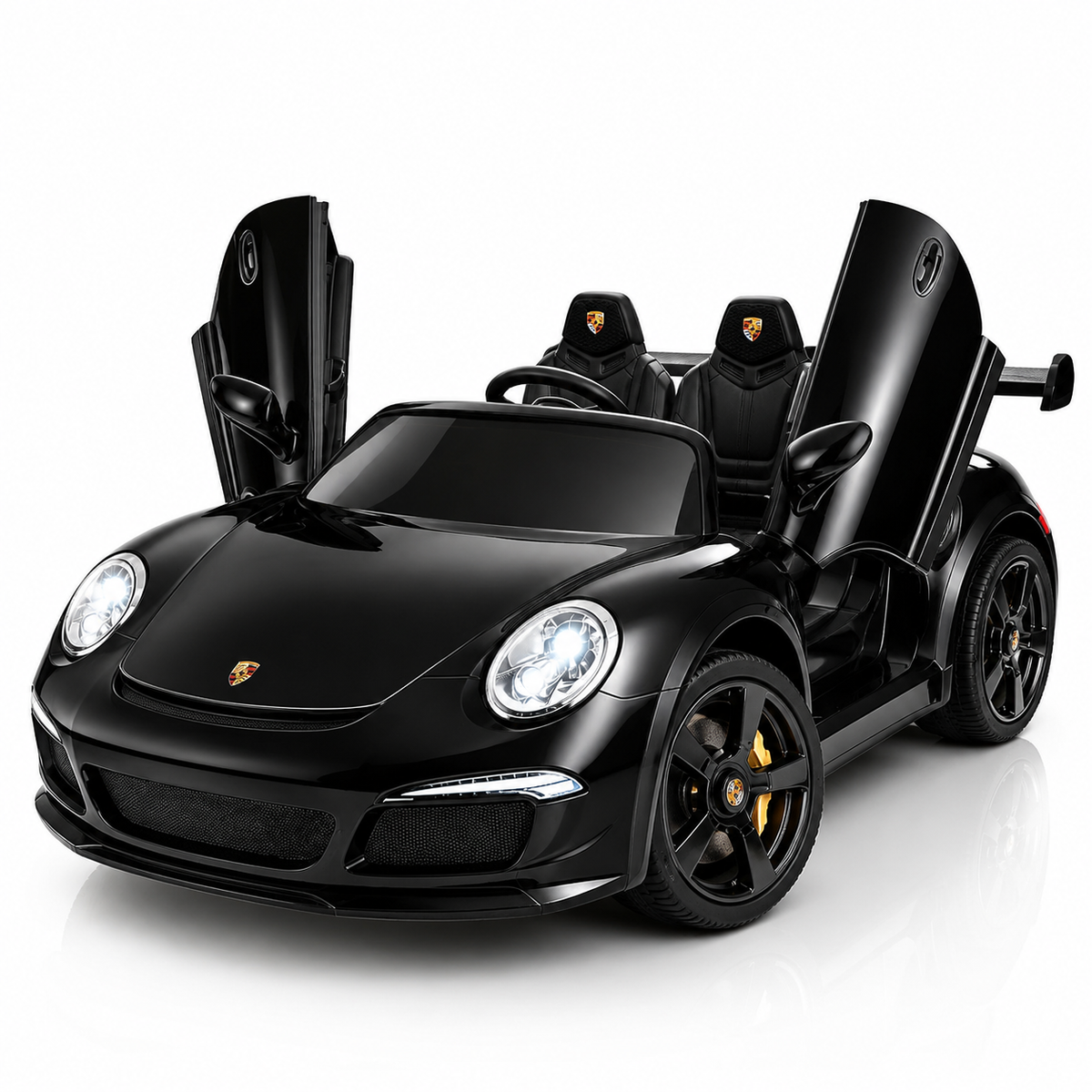 24V Kids Ride on Car for Big Kids, 2 Seaters RUF Licensed Sports Car，4WD Kids Electric Car, Ride on Toys, Remote Control, Features Music, Story, Wireless Connection