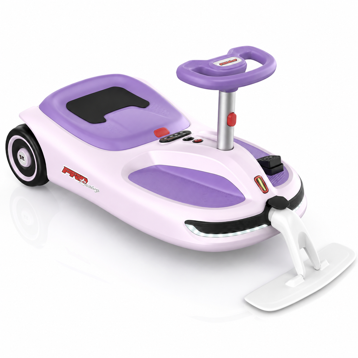 12V Electric Wiggle Car with Pedal, Kids Ride On Car with Cleaning Function, Rechargeable 2-in-1 Swing Car, 2 Speeds up to 4 MPH, LED Lights, Music, Ideal Birthday & Christmas Gift for Kids 3+
