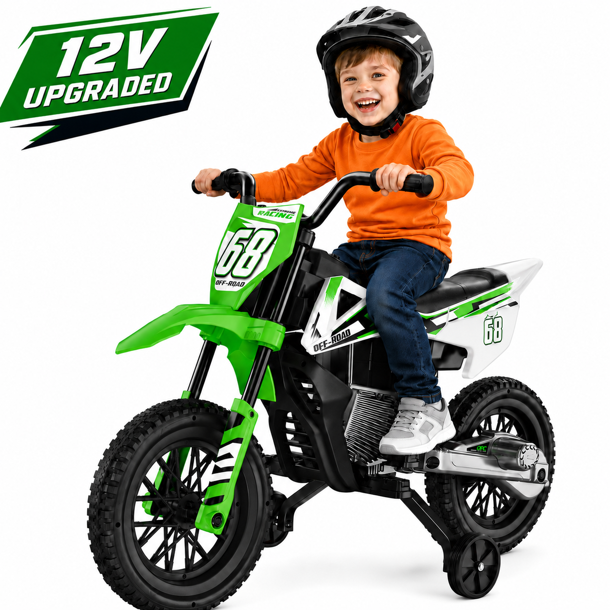 12V Kids Electric Motorcycle with Dual 40W Max Motor, Training Wheels, Bluetooth Music, Soft Start & Spring Suspension, Ride On Motorcycle for Kids Ages 3-8, Birthday / Xmas Gift for Boys and Girls