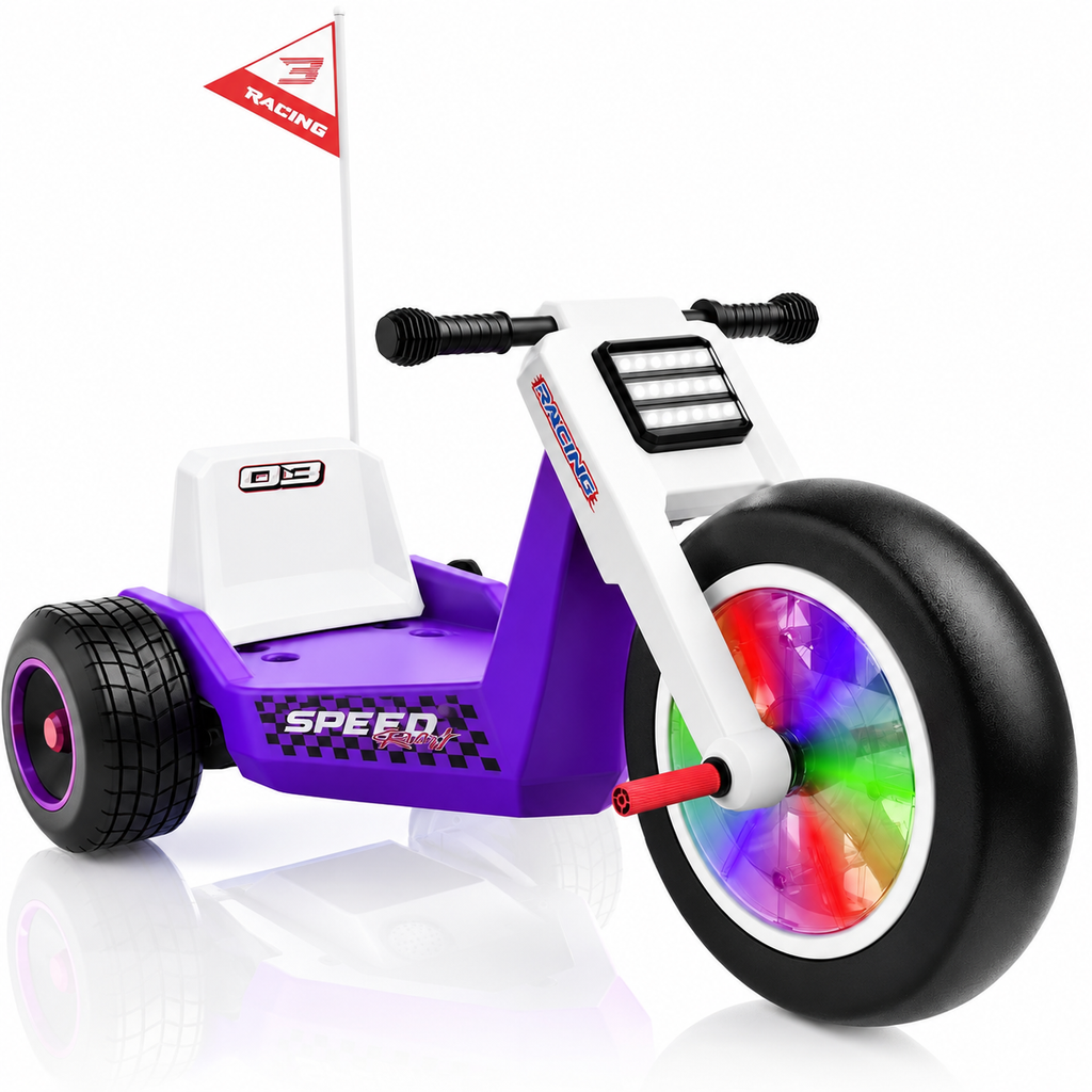 Kids Electric Tricycle, 12V 2WD Ride On Toy with Max Speed 5 MPH,Adjustable Seat, Front Wheel with LED Lights, Max Weight 66 lbs, Music, Wireless Connection, Ideal Gift for Kids 3+