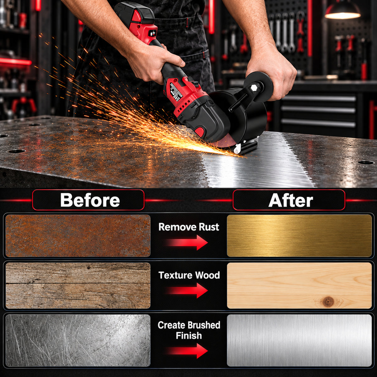 20V MAX Cordless Burnishing Machine, Brushless 6-Speed Surface Conditioning Tool, 600–2500 RPM, Compatible with Milwaukee M18 Batteries, for Metal, Wood and Plastic, Tool Only