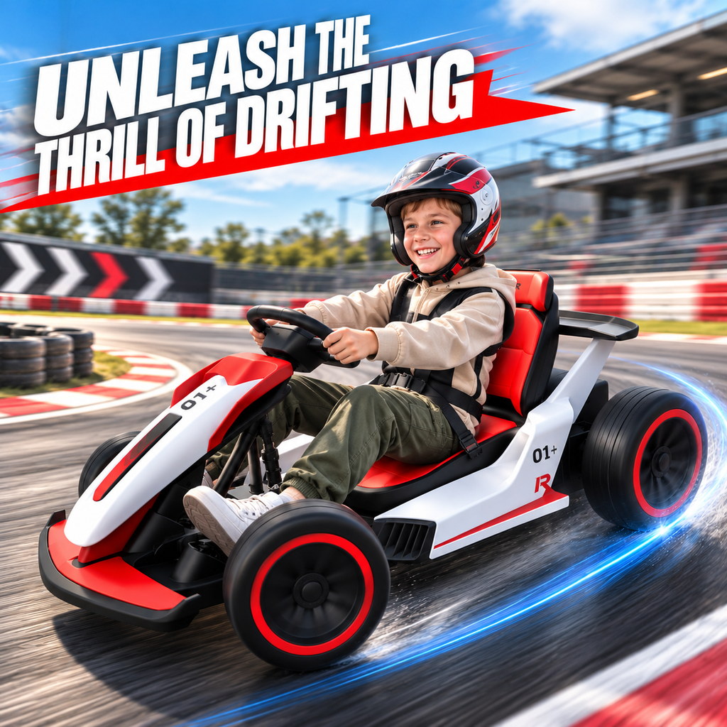 24V 9Ah Upgraded Go Kart, Electric Drift Car 400W Motors for Kids Aged 6-12,360° Drifting Fun & Full Metal Frame, 80+ Min Ride Time, Soft Start & 5-Point Safety Harness