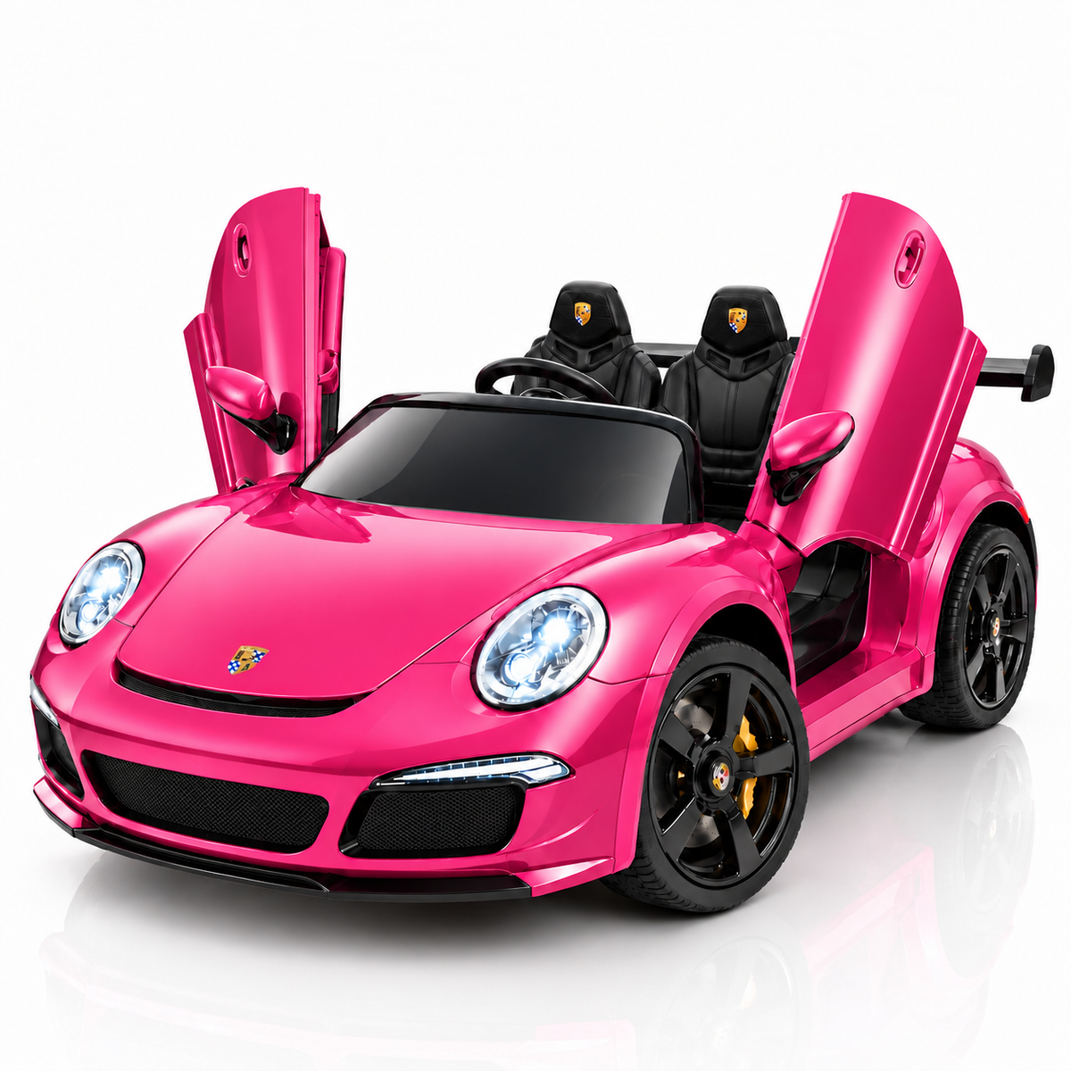 24V Kids Ride on Car for Big Kids, 2 Seaters RUF Licensed Sports Car，4WD Kids Electric Car, Ride on Toys, Remote Control, Features Music, Story, Wireless Connection