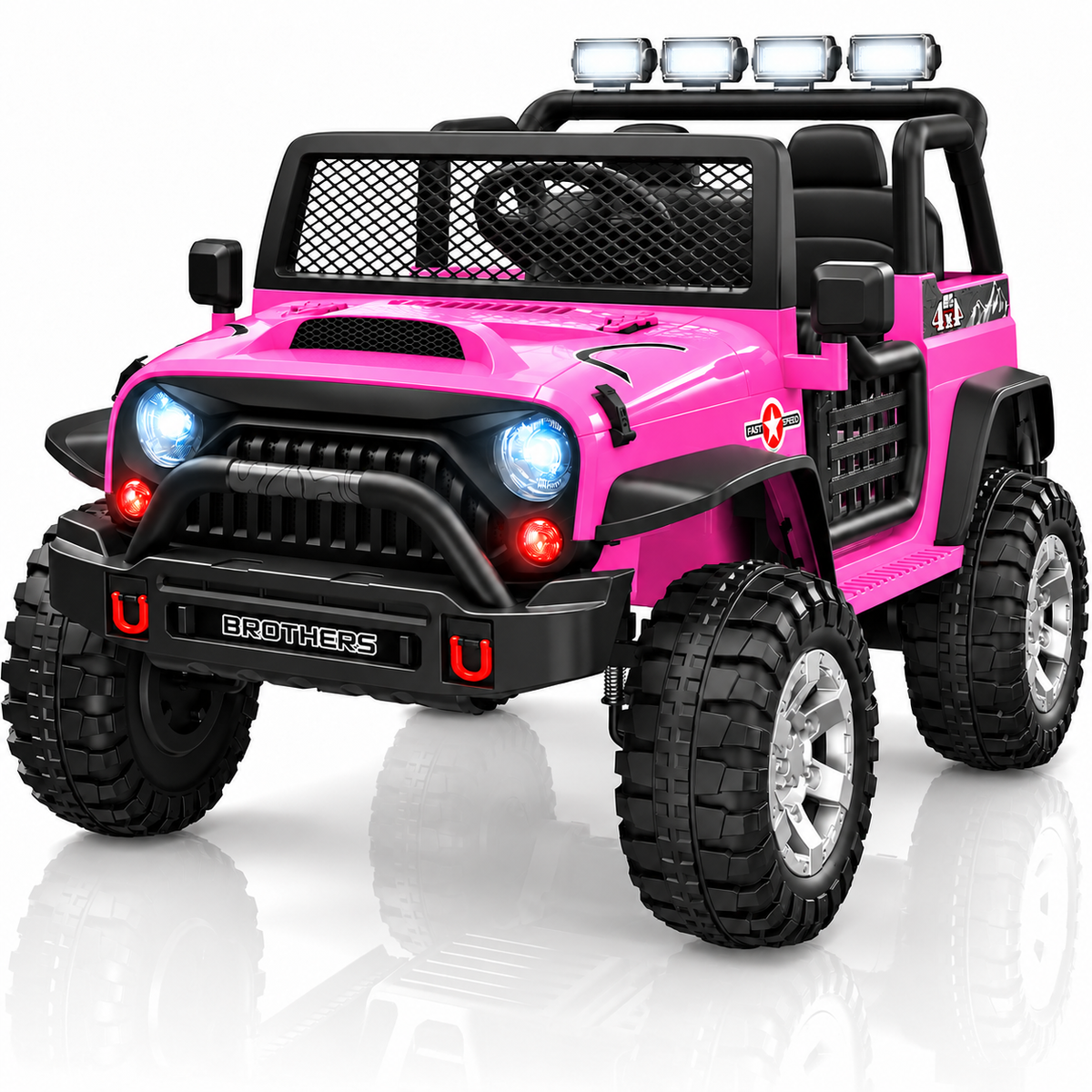12V Kids Ride On Car, 2-Seater Electric Ride On Truck with Parent Remote Control, 7Ah Battery, 3 Speeds, Spring Suspension, Soft Start, Safety Belts, Locking Doors, Bluetooth, USB & LED Lights, Ages 3-8