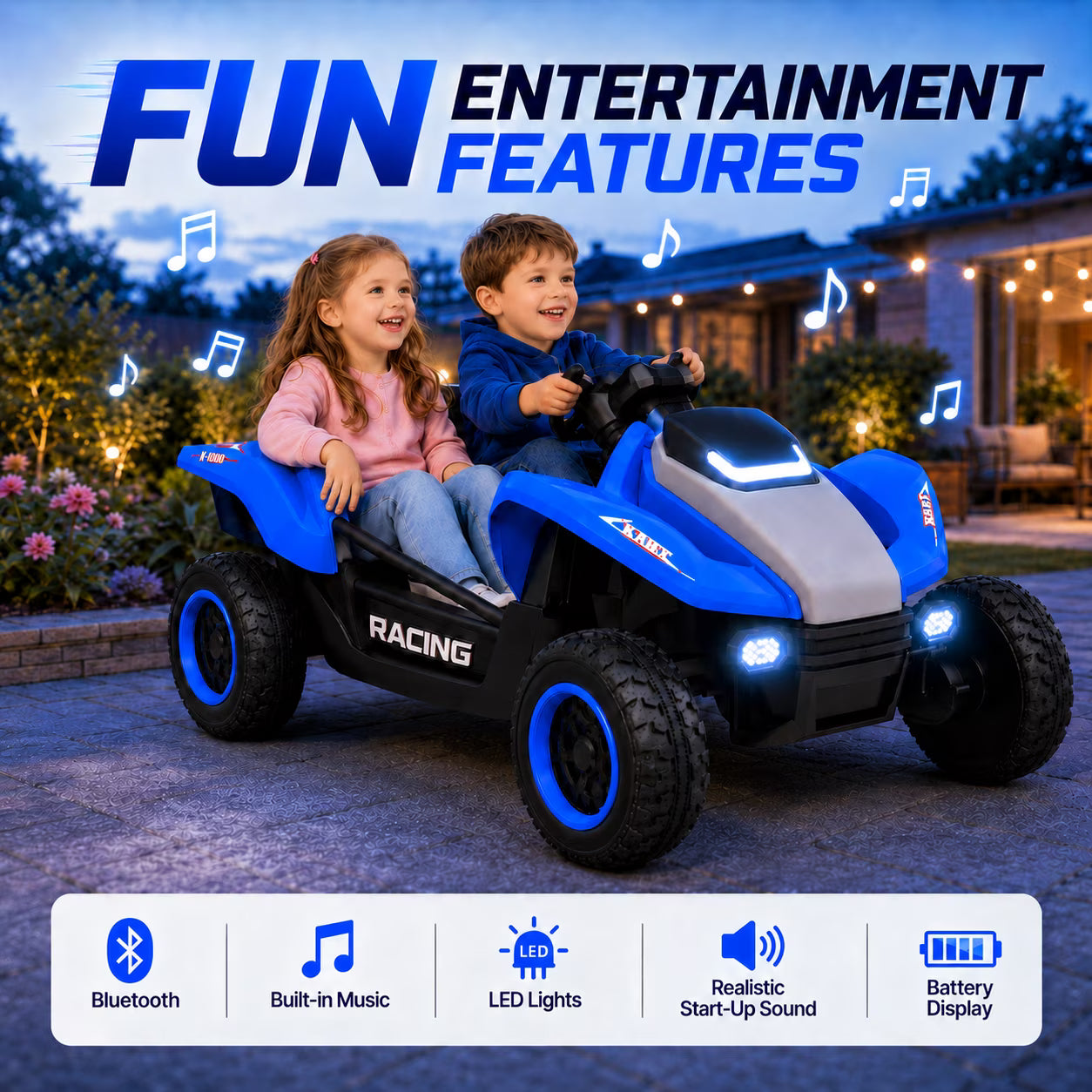 24V Ride On Car for Kids, 2-Seater UTV with 4WD 300W Motor, Remote Control, Slow Start & Spring Suspension, Bluetooth, LED Lights, Birthday / Xmas Gift for Boys and Girls