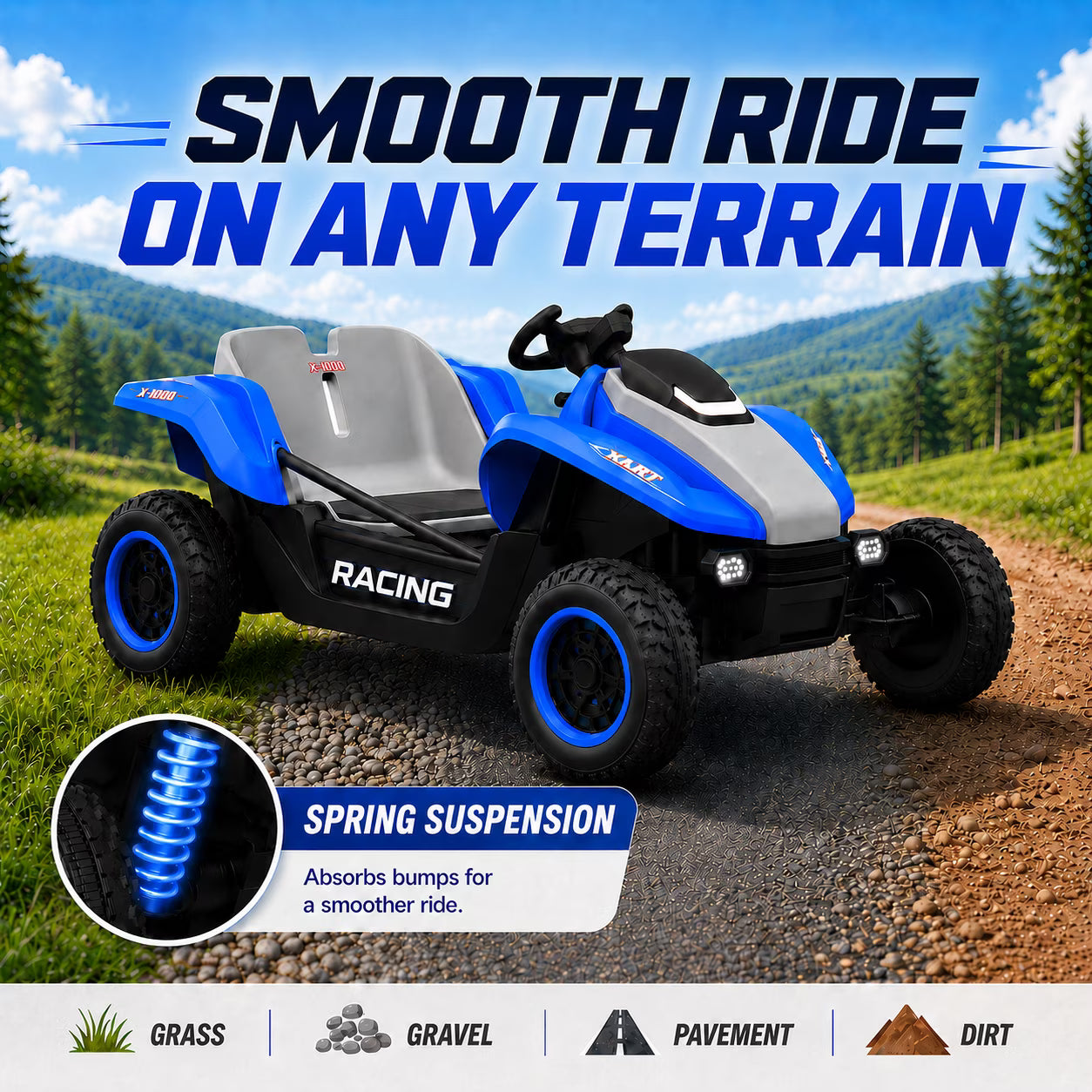 24V Ride On Car for Kids, 2-Seater UTV with 4WD 300W Motor, Remote Control, Slow Start & Spring Suspension, Bluetooth, LED Lights, Birthday / Xmas Gift for Boys and Girls