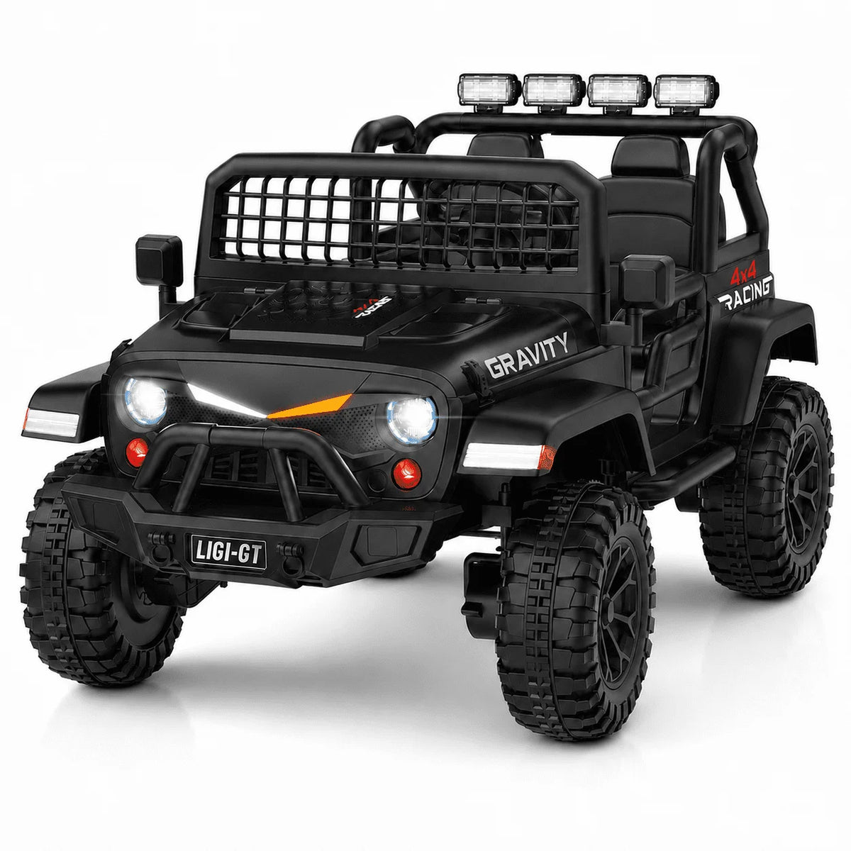 24V 2 Seater Ride On Car for Big Kids, Remote Control, Spring Suspension, LED Lights, Music & Bluetooth, 4WD Electric Vehicle for Kids Ages 3-8