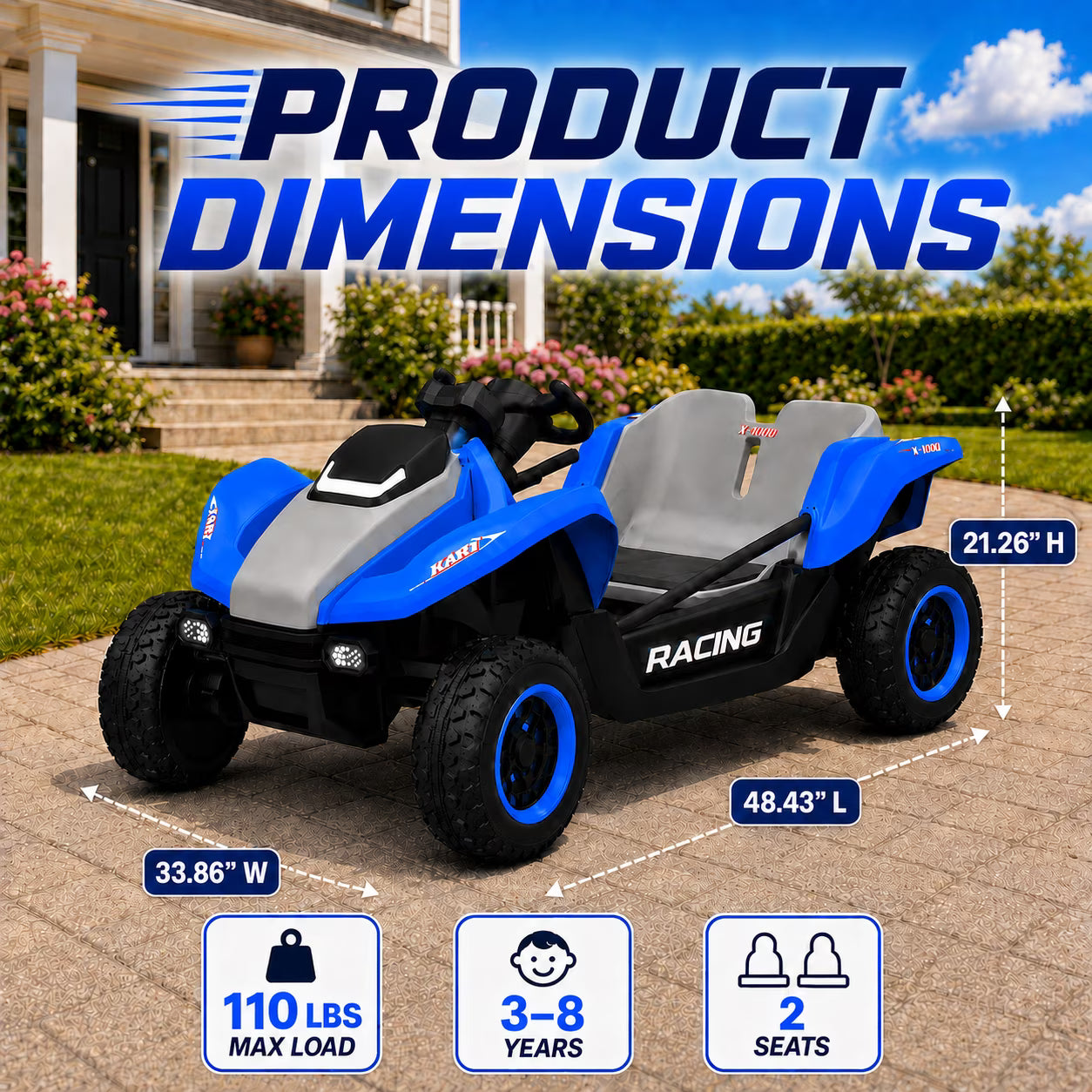 24V Ride On Car for Kids, 2-Seater UTV with 4WD 300W Motor, Remote Control, Slow Start & Spring Suspension, Bluetooth, LED Lights, Birthday / Xmas Gift for Boys and Girls